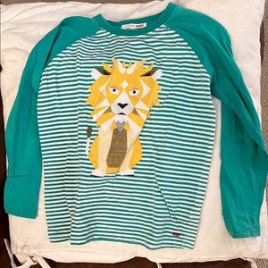 Cat & Jack Teal Striped Long-Sleeve Tee with Yellow Lion Graphic